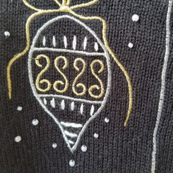 Vintage Embroidered Christmas Light Ugly Sweater - Picture 3 of 5